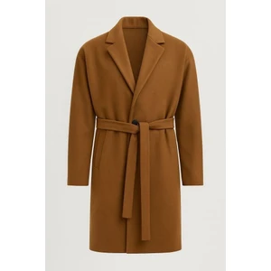 Carlo Oversize Kaşe Kumaş Yan Cepli Kışlık Erkek Kaban - Camel