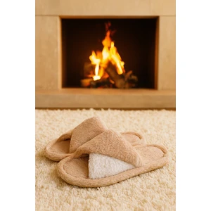 Softıe Çapraz Kadın Ev Terliği Kışlık Terlik Sessiz Taban