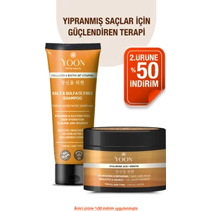 Vegan Tuzsuz Şampuan & Saç Bakım Maskesi 250ML, Hyaluronik Asit, Keratin, Kolajen ve Biotin 2'li Set