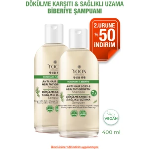 YOON 2'li Set Hızlı Saç Uzatma ve Saç Dökülme Karşıtı,  7 Aktifli Biberiyeli Tuzsuz Şampuan 400 ml x 2 adet