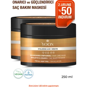 2'li Saç Bakım Maskesi 360° Yoğun Onarıcı Hyaluronik Asit ve Keratinli Saç Maskesi 2 Adet x 250ML