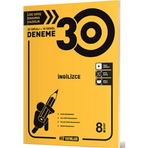 Hız Yayınları 8. Sınıf İngilizce 30 Deneme Kitabı Ciltsiz Lise Giriş Sınavı Hazırlığı