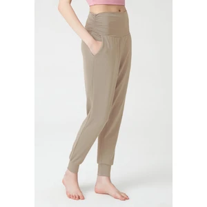 Vizon Beli Lastikli Şalvar Görünümlü Harem Pantolon Yoga Joggers