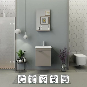 Biani Fix Arya Slım 50 cm  Banyo Dolabı Latte