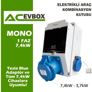 Mono Kombinasyon Kutusu- Monofaze Altyapıyauygun, Tesla Blue Adap. ve 7,4 Mobil Cihazlara uyumlu