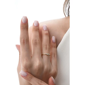 Gümüş Altın Yaldızlı Zirkon Taşlı Stella Parıltılı Yüzük SGTL12882GOLD