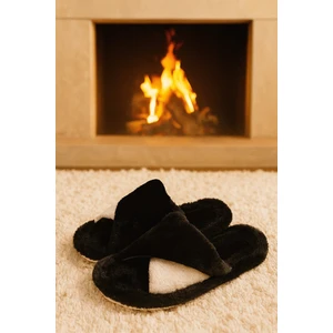 Softıe Çapraz Kadın Ev Terliği Kışlık Terlik Sessiz Taban