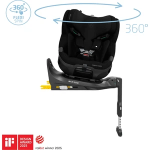 Emerald 360 Pro I-Size Dünyanın Ilk Kızaklı, Araç Dışına Çıkabilen Isofix'li 360 Dönebilir Yatabilir 0-36 kg Bebek Oto Koltuğu Authentic Black