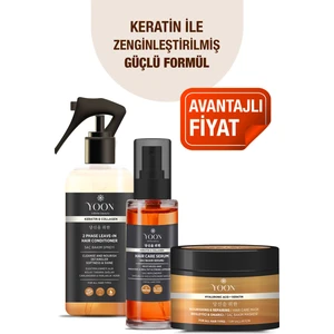 3'lü Onarıcı Saç Bakım Seti - 360° Dipten Uca Besleyici - Onarıcı Saç Spreyi - Saç Maskesi - Saç Serumu
