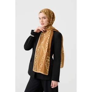 Cotton Twill Şal Loop Line Camel