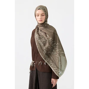 Cotton Twill Şal Loop Line Sütlü Kahve