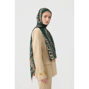 Cotton Twill Şal Loop Line Koyu Yeşil