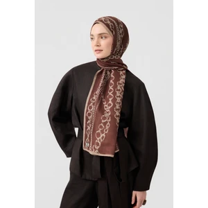 Cotton Twill Şal Loop Line Kızıl Kahve