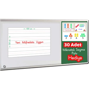 Mıknatıslı, Kılavuz Çizgili  Yazı Folyosu 60X100 cm