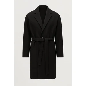 Carlo Oversize Kaşe Kumaş Yan Cepli Kışlık Erkek Kaban - Siyah