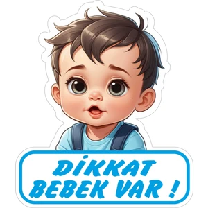 Altınuç Art Design 3 Adet 17X20 cm Dikkat Bebek Var V4 Sticker Laptop Kask Araba Motor Sticker