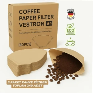 Vcw Filtre Kahve Kağıdı 1/ 4 80'li 3 Paket 240 Adet (Doğal Kahverengi) VCW