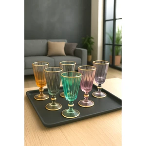 6 Lı Flüt Kahve Yanı Su Bardağı Kadeh Kupa Bardak