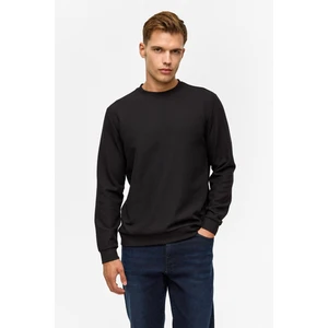 Siyah Regular Düz Bisiklet Yaka Sweatshirt