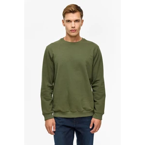 Haki Regular Düz Bisiklet Yaka Sweatshirt
