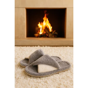 Softıe Çapraz Kadın Ev Terliği Kışlık Terlik Sessiz Taban