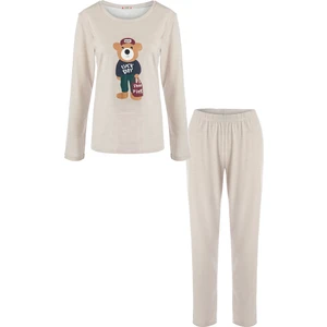 Kadın Uzun Kollu Baskı Detaylı Pijama Takımı