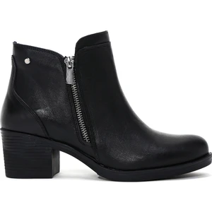 Kadın Siyah Fermuarlı Topuklu Deri Bot 25WFD411118