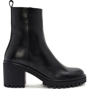 Kadın Siyah Topuklu Fermuarlı Deri Bot 25WFD2008FT