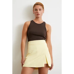 Yırtmaçlı Şort Etek Sarı