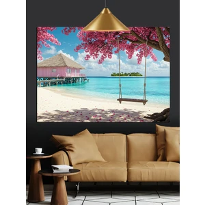 Deniz Üstünde Salıncak Dekoratif Kanvas - Mdf Ahşap Tablo