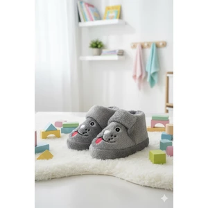 Sevimli Hayvanlar Cırtlı Kaydırmaz Taban Kreş Ev Okul Ayakkabısı Bebek Çocuk Panduf Ev Botu
