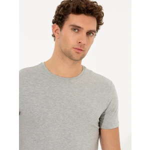 Gri Melanj Bisiklet Yaka Slim Fit Basic T-Shirt 50263987 VR086