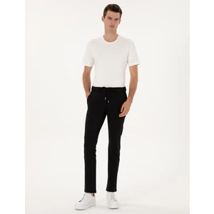 Pierre Cardin Erkek Siyah Slim Fit Beli Lastikli Kordonlu Jogger Kanvas Pantolon 50317281-VR046