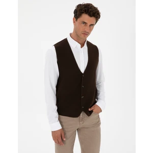 Pierre Cardin Erkek Koyu Kahverengi Triko Yelek 50317313-VR084