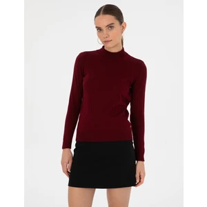 Pierre Cardin Kadın Vişne Slim Fit Yarım Balıkçı Yaka Basic Kazak 50315768-VR223