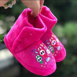 Kız Çocuk Cırtlı  Panduf Labubu Panduf Kaydırmaz Taban Anaokulu Kreş Ev Ayakkabısı