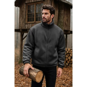 Ghassy Co. Erkek Pro Termal Iç Dış Sherpa Sonbahar Kış Tam Fermuarlı Peluş Sweatshirt