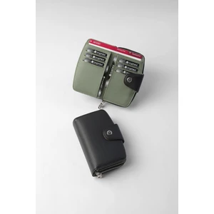 Cengiz Pakel Orta Boy Çıt Çıt Detaylı Kadın Cüzdan/portföy - 65300 - Siyah/yeşil