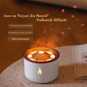 Volkan Efektli Hava Nemlendirici – Alev Efektli Gece Lambası, Aroma Difüzör