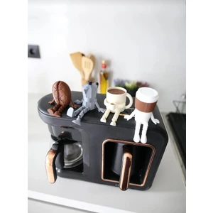 Sevimli Kahve Köşesi Biblo Seti - 4 Parça Kahve Seti - Moka Pot - Kahve Bardağı - Dekoratif Obje