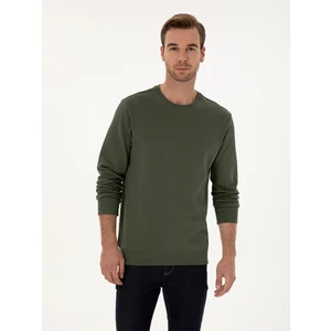 Erkek Haki Regular Fit %100 Pamuk 3 İplik Bisiklet Yaka Sweatshirt 50318974-VR027