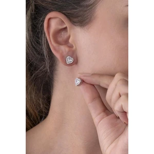 Gümüş Pazarım Beyaz Altın Kaplama Kalp Kadın Gümüş Küpe