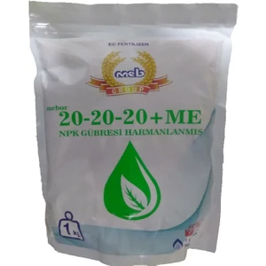 MEB MEBOR 20-20-20 Harmanlanmış NPK Gübresi 1 Kg, Azot, Fosfor, Potasyum, Bor, Bakır, Demir, Mangan