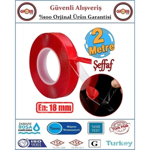 Çift Taraflı Akrilik Silikon Şeffaf Bant 18X2 Metre