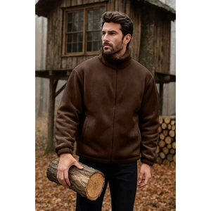 Ghassy Co. Erkek Pro Termal Iç Dış Sherpa Sonbahar Kış Tam Fermuarlı Peluş Sweatshirt