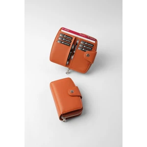 Cengiz Pakel Orta Boy Çıt Çıt Detaylı Kadın Cüzdan/portföy - 65300 - Kiremit