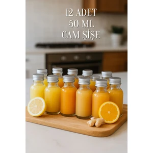 12 Adet Şeffaf Cam Shot Şişesi Sızdırmaz Gümüş Metal Kapaklı Hediyelik Koku Süs Çok Amaçlı Şişe 50ML