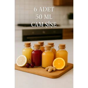 6 Adet Şeffaf Cam Shot Şişesi Mantar Tıpalı Hediyelik Koku Süs Çok Amaçlı Şişe 50ML