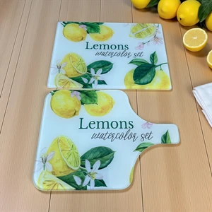 2'li Set Temperli Cam Sebze Meyve Doğrama Kesme Tahtası(Dikdörtgen ve Saplı Kesme Tahtası)