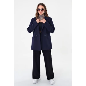 Lacivert Çift Düğmeli Blazer Ceket